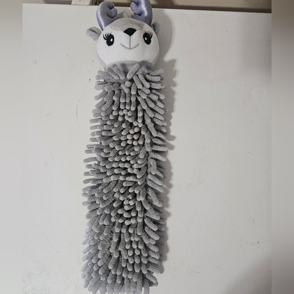 Norwex Kids Pet To Dry Gray Reindeer Hand Towel Cloth